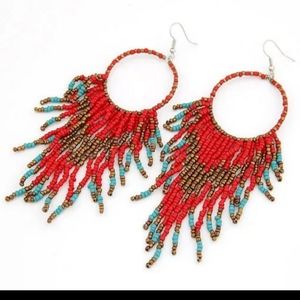 Boho style earrings. New without tags. 1.5" wide -5.5" drop.